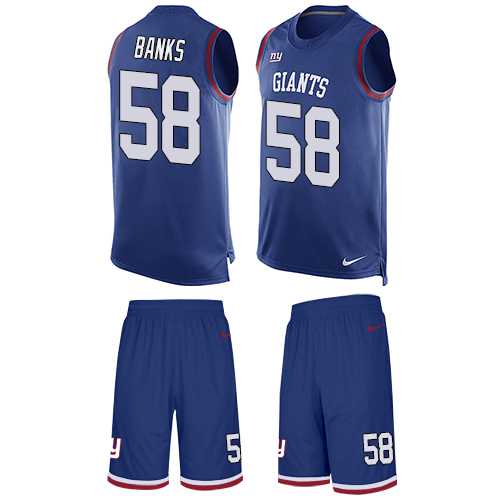 Men's Limited Carl Banks Nike Jersey Royal Blue - #58 Tank Top Suit NFL New York Giants